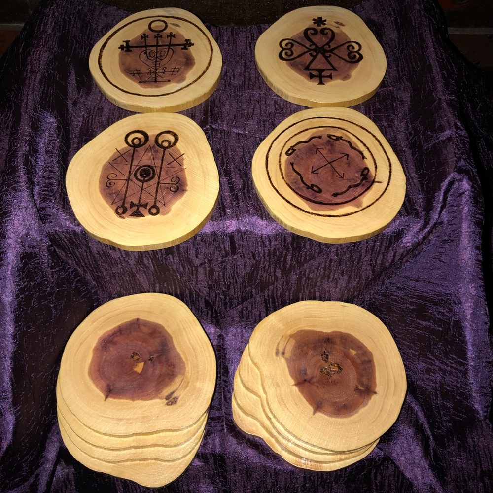 Large Wood Burned Cedar Coasters